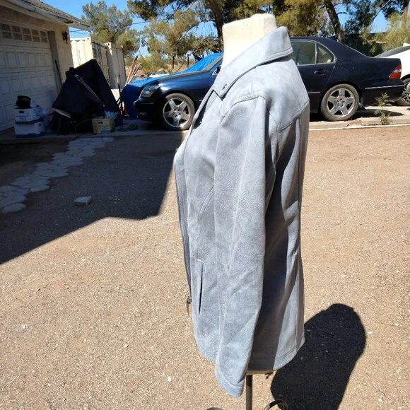 CHICOS Elongated Suede Moto Jacket Gray Mist NWT Size 0 (4-6 small) PS01-21 - Picture 2 of 8